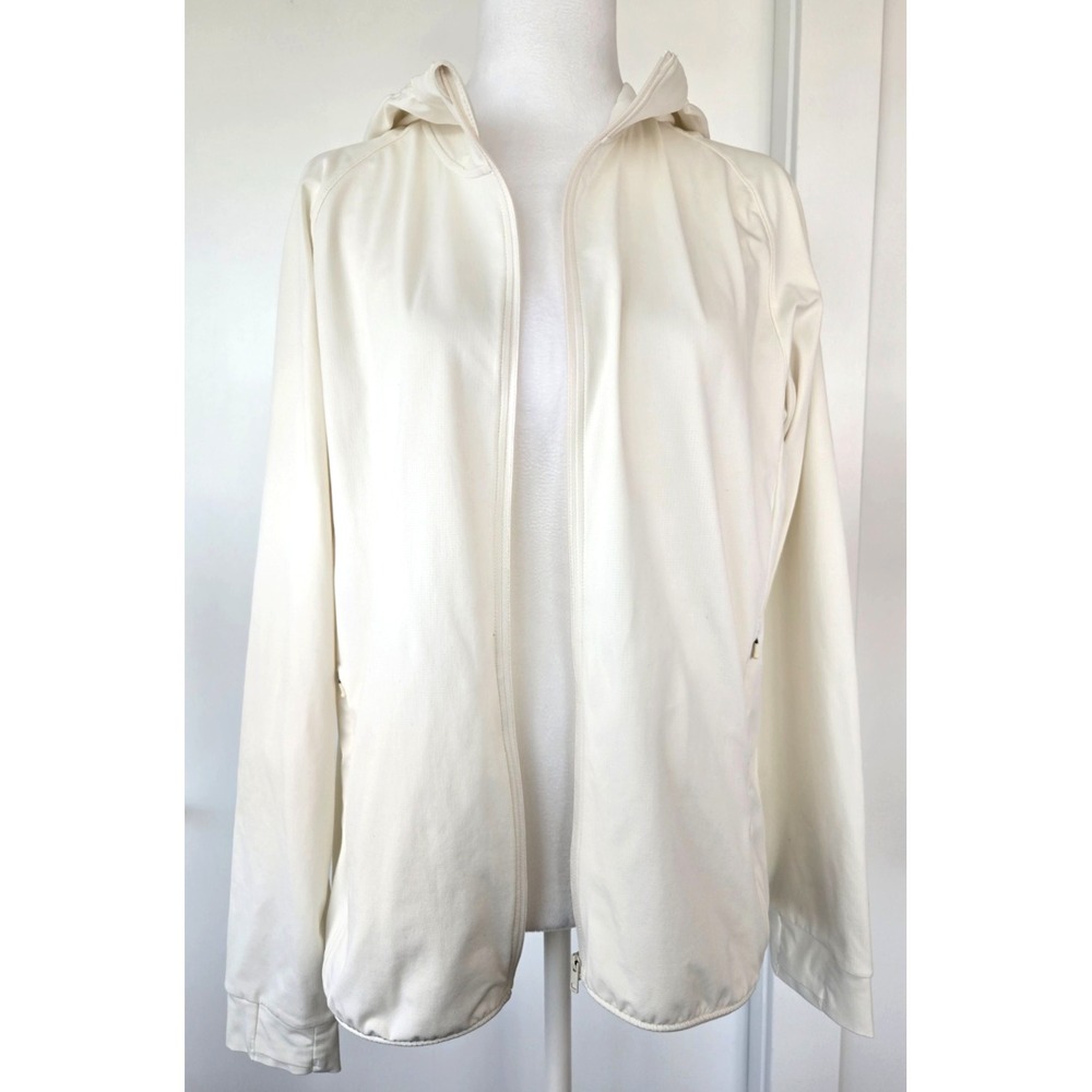 Uniqlo Cream Full Zipper Windbreaker Hoodie Zip Pockets Men Sz Medium Travel Lux
